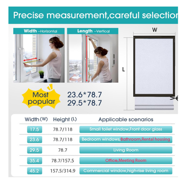 Window Privacy Film Frosted Glass Static Cling UV Insulation 17.5"x78.7" - Picture 3 of 9